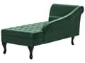Miniatyrbillede 7 af 11: Chaiselong Mørkegrøn Velour Sorte Træben 2 Personers Blød Polstret Hjørnesofa Daybed med Opbevaring Stue Retro Rygpuder Tilbehør Inspiration