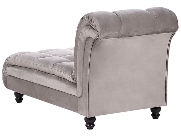 Chaiselong Taupe Velour Sorte Træben 2 Personers Blød Polstret Hjørnesofa Daybed med Ryglæn Stue Retro Tilbehør Inspiration