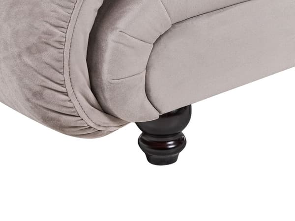 Chaiselong Taupe Velour Sorte Træben 2 Personers Blød Polstret Hjørnesofa Daybed med Ryglæn Stue Retro Tilbehør Inspiration