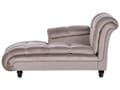 Miniatyrbillede 1 af 10: Chaiselong Taupe Velour Sorte Træben 2 Personers Blød Polstret Hjørnesofa Daybed med Ryglæn Stue Retro Tilbehør Inspiration