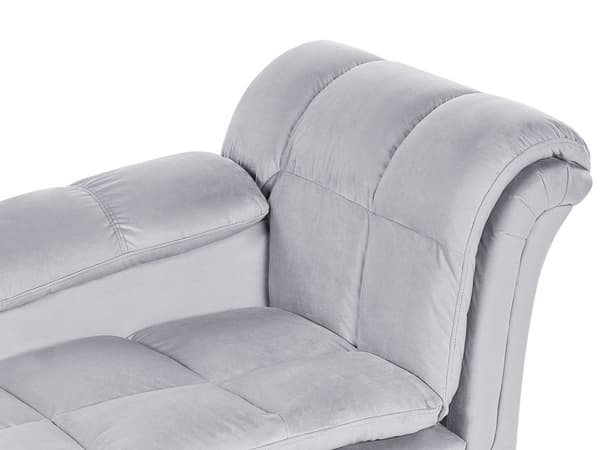 Chaiselong Lysegrå Velour Sorte Træben 2 Personers Blød Polstret Hjørnesofa Daybed med Ryglæn Stue Retro Tilbehør Inspiration