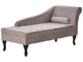 Miniatyrbillede 4 af 11: Chaiselong Taupe Velour Sorte Træben 2 Personers Blød Polstret Hjørnesofa Daybed med Opbevaring Stue Retro Rygpuder Tilbehør Inspiration