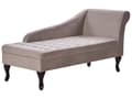 Miniatyrbillede 5 af 11: Chaiselong Taupe Velour Sorte Træben 2 Personers Blød Polstret Hjørnesofa Daybed med Opbevaring Stue Retro Rygpuder Tilbehør Inspiration