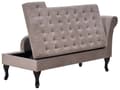 Miniatyrbillede 6 af 11: Chaiselong Taupe Velour Sorte Træben 2 Personers Blød Polstret Hjørnesofa Daybed med Opbevaring Stue Retro Rygpuder Tilbehør Inspiration