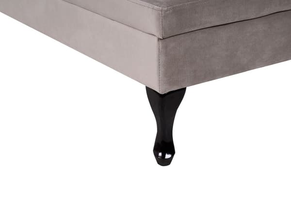 Chaiselong Taupe Velour Sorte Træben 2 Personers Blød Polstret Hjørnesofa Daybed med Opbevaring Stue Retro Rygpuder Tilbehør Inspiration