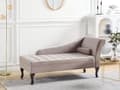 Miniatyrbillede 2 af 11: Chaiselong Taupe Velour Sorte Træben 2 Personers Blød Polstret Hjørnesofa Daybed med Opbevaring Stue Retro Rygpuder Tilbehør Inspiration