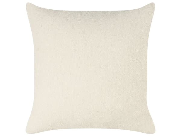 Sittpuff i vitt polyestertyg med klädsel Höger med dekorativa kuddar Metallben Modern design Vardagsrum