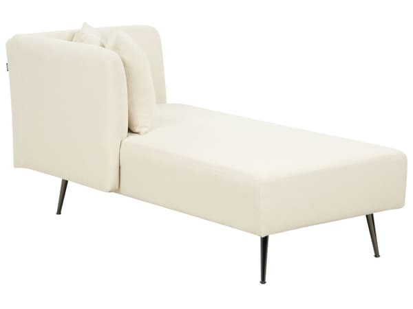 Chaiselong Hvid Boucle Daybed med Ryglæn Gæsteseng Multifunktionel Chaise Venstrevendt Sofa Moderne til Stuen Lille Hjørnesofa