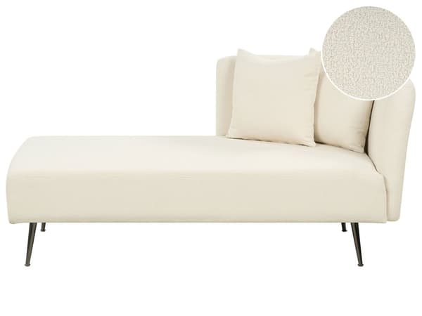 Chaiselong Hvid Boucle Daybed med Ryglæn Gæsteseng Multifunktionel Chaise Venstrevendt Sofa Moderne til Stuen Lille Hjørnesofa