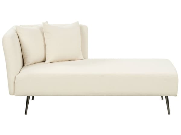 Chaiselong Hvid Boucle Daybed med Ryglæn Gæsteseng Multifunktionel Chaise Venstrevendt Sofa Moderne til Stuen Lille Hjørnesofa