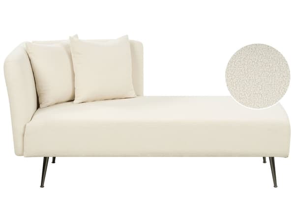 Chaiselong Hvid Boucle Daybed med Ryglæn Gæsteseng Multifunktionel Chaise Venstrevendt Sofa Moderne til Stuen Lille Hjørnesofa