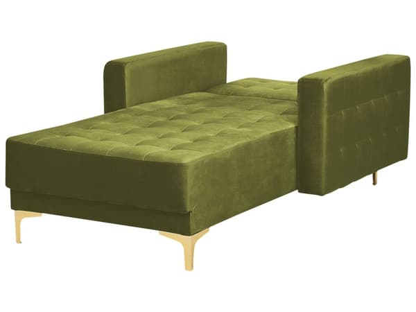 Chaiselong Blågrøn Velour med Skumfyld og Guld Krom Metalben Daybed Klassisk Moderne Tuftet Klik Klak modul Sovefunktion Stueindretning