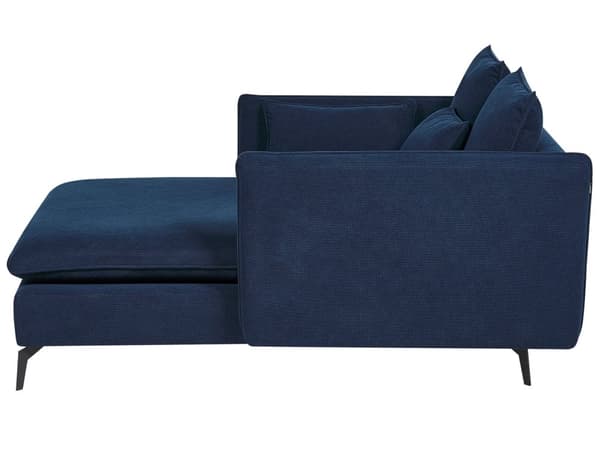 Blå polstret chaiselong i velour med armlæn moderne design symmetrisk til stuen