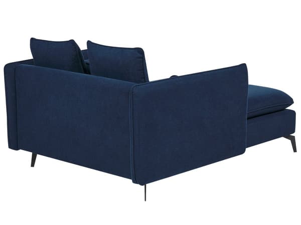 Blå polstret chaiselong i velour med armlæn moderne design symmetrisk til stuen
