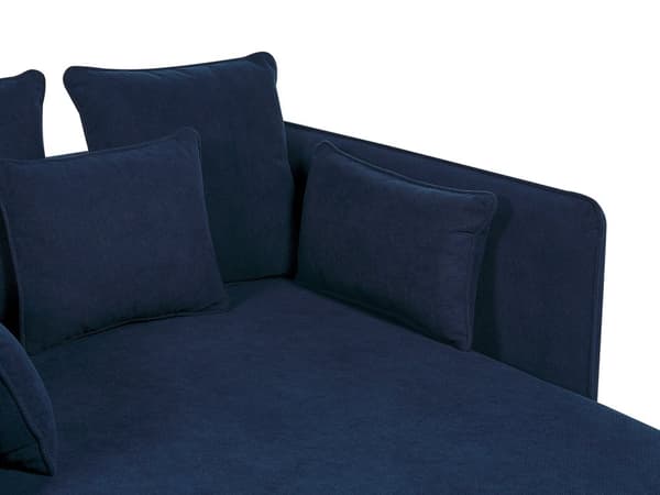 Blå polstret chaiselong i velour med armlæn moderne design symmetrisk til stuen