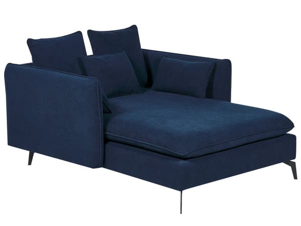 Blå polstret chaiselong i velour med armlæn moderne design symmetrisk til stuen