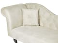 Miniatyrbillede 8 af 11: Lys beige velour chaiselong venstre quiltet afrundede armlæn sorte ben retro traditionel stil