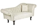 Miniatyrbillede 4 af 11: Lys beige velour chaiselong højre quiltet afrundede armlæn sorte ben retro traditionel stil