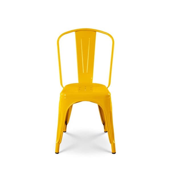KOSMI - Set med 4 gula metallstolar i industriell stil - Blank finish