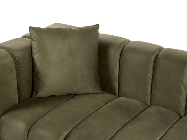 Chaiselong venstre grøn oliven velour sorte ben polstret liggestol tyk sædehynde moderne glamour stil