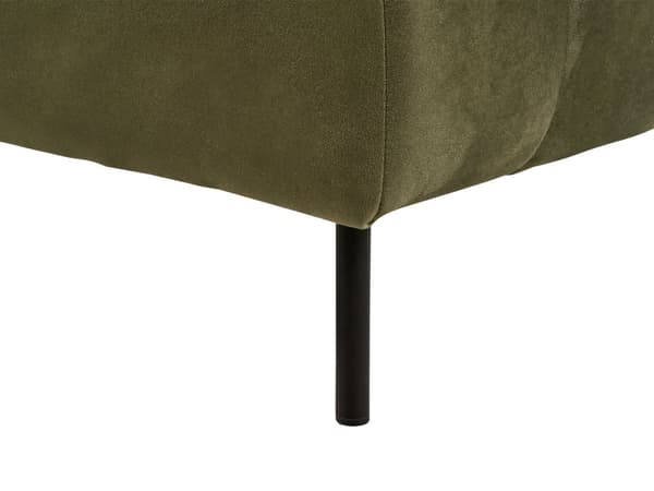 Chaiselong venstre grøn oliven velour sorte ben polstret liggestol tyk sædehynde moderne glamour stil
