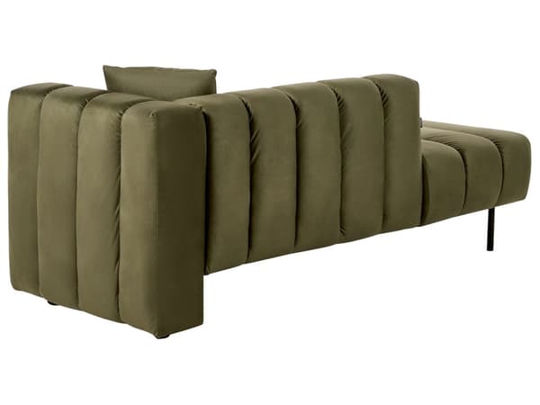 Chaiselong højre hånd grøn oliven velour sorte ben polstret liggestol tyk sædehynde moderne glamour stil