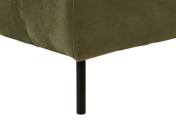 Chaiselong højre hånd grøn oliven velour sorte ben polstret liggestol tyk sædehynde moderne glamour stil