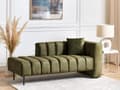Miniatyrbillede 2 af 11: Chaiselong højre hånd grøn oliven velour sorte ben polstret liggestol tyk sædehynde moderne glamour stil