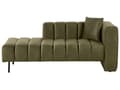 Miniatyrbillede 1 af 11: Chaiselong højre hånd grøn oliven velour sorte ben polstret liggestol tyk sædehynde moderne glamour stil