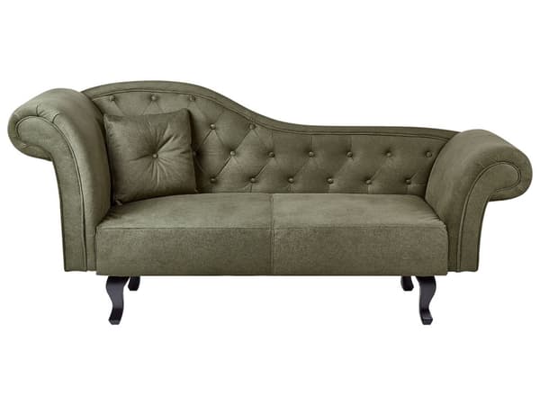 Sittpuff Olivgrön sammet Knapptuftad klädsel Vänster med kudde Retro traditionell stil Lätt att rengöra Husdjursvänlig