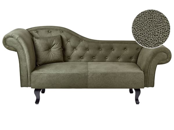 Sittpuff Olivgrön sammet Knapptuftad klädsel Vänster med kudde Retro traditionell stil Lätt att rengöra Husdjursvänlig
