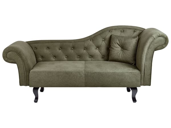 Sittpuff Olivgrön sammet Knapptuftad klädsel Höger med kudde Retro traditionell stil Lätt att rengöra Husdjursvänlig