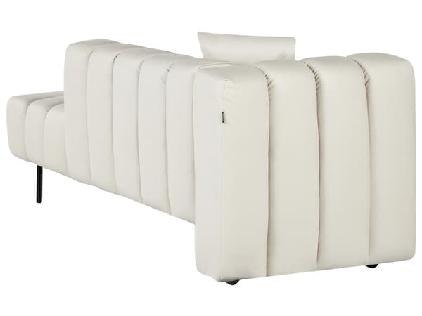 Vänstervänd Schäslong Off-White klädsel i sammet Svarta ben Sittdyna Modern Glam Design