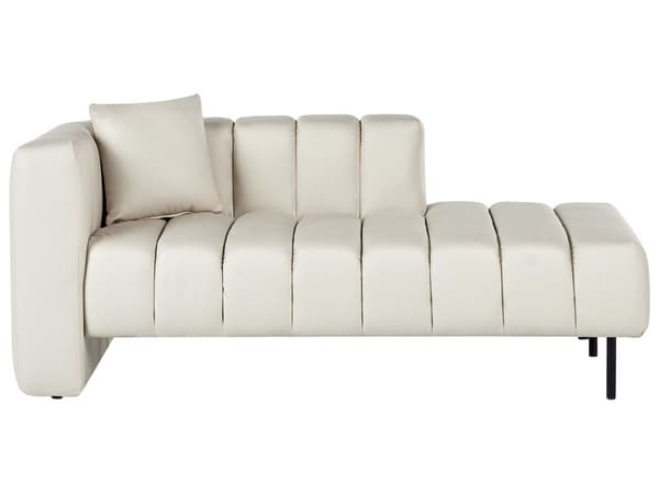 Vänstervänd Schäslong Off-White klädsel i sammet Svarta ben Sittdyna Modern Glam Design