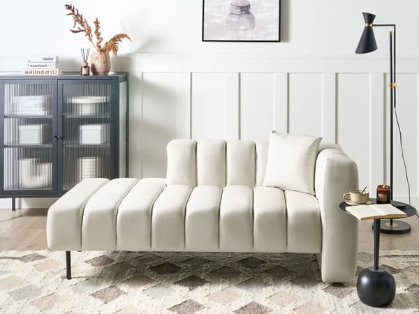 Högervänd Schäslong Beige klädsel i sammet Svarta ben Sittdyna Modern Glam Design