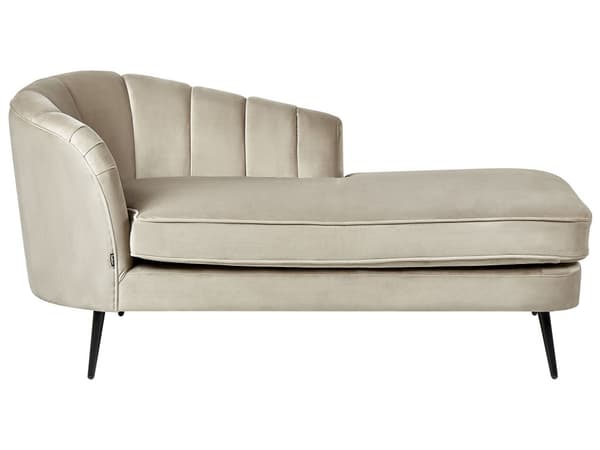 Chaiselong Beige Boucle Daybed med Ryglæn Sorte Metalben Gæsteseng Quiltet Multifunktionel Chaise Venstrevendt Sofa Moderne til Stuen