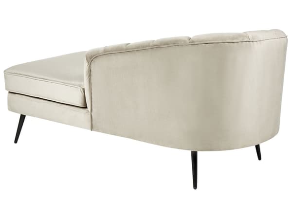 Schäslong Beige klädsel i sammet Svarta metallben Vänster Modern design Vardagsrumsmöbler