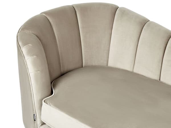 Schäslong Beige klädsel i sammet Svarta metallben Vänster Modern design Vardagsrumsmöbler