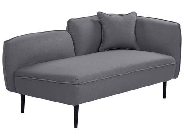 Chaiselong Mørkegråt boucléstof Metalben Højrehåndet med hynde Moderne design