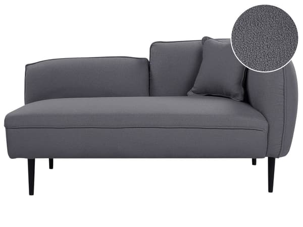 Chaiselong Mørkegråt boucléstof Metalben Højrehåndet med hynde Moderne design