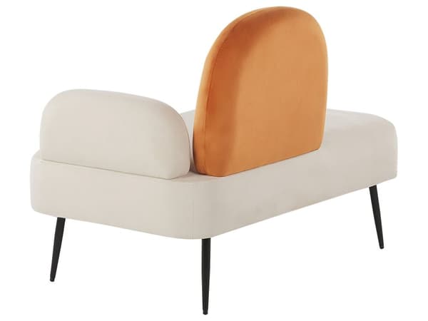 Divaani valkoinen oranssi 122 x 94 x 74 cm samettiverhoilu metalli oikeakätinen skandinaavinen