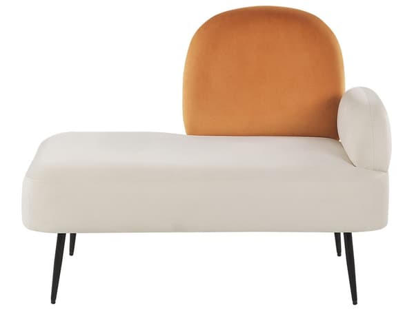 Divaani valkoinen oranssi 122 x 94 x 74 cm samettiverhoilu metalli oikeakätinen skandinaavinen