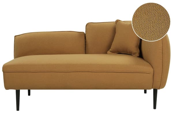 Schäslong Gult Boucle-tyg Metallben Höger med kudde Modern design