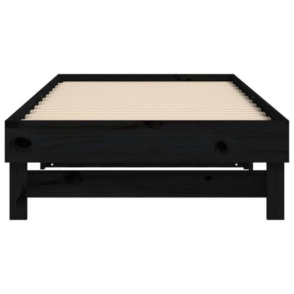 daybed med udtræk 2x(90x190) cm massivt fyrretræ sort