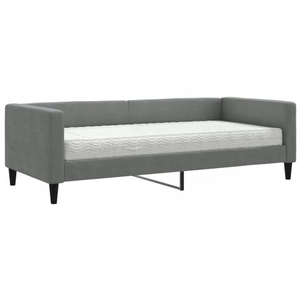 Dagbädd med madrass mörkgrå 90x200 cm tyg
