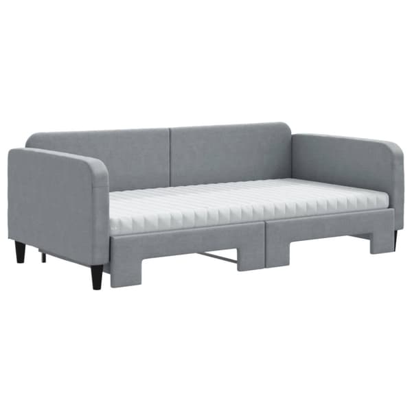 daybed med udtræk og madras 100x200 cm stof lysegrå