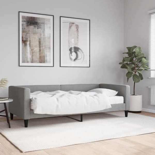 Dagbädd med madrass ljusgrå 90x200 cm tyg