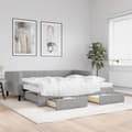 Miniatyrbillede 1 af 10: daybed med udtræk og skuffer 90x200 cm stof lysegrå