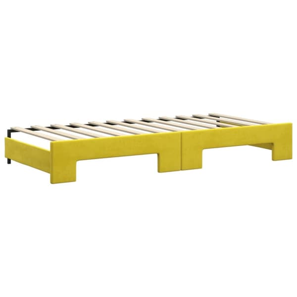 Dagbädd utdragbar med madrasser gul 90x200 cm sammet