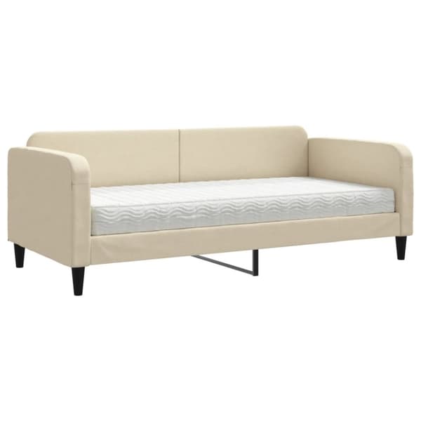Dagbädd med madrass beige 90x200 cm tyg